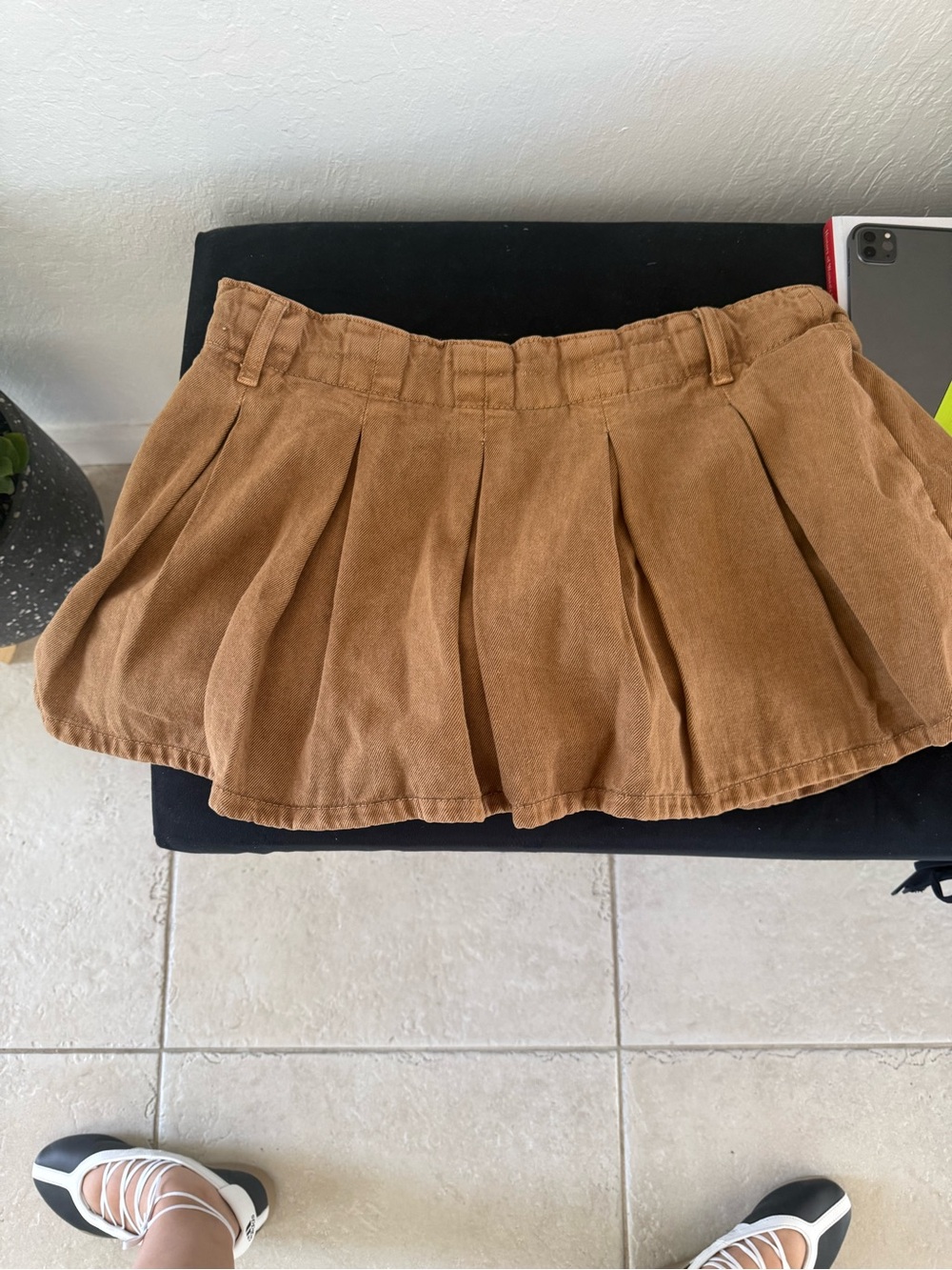 Zara Brown Pleated Midi Skirt